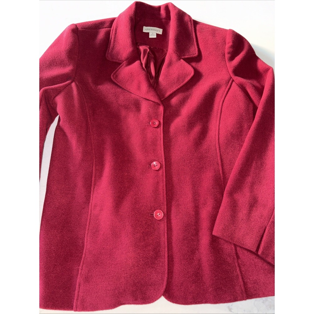 Appleseed's Women's 14 Red Blazer Button Jacket Lined Winter Coat Grandmacore